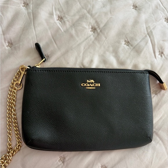 Coach Black Wristlet with Gold Chain - Picture 5 of 7